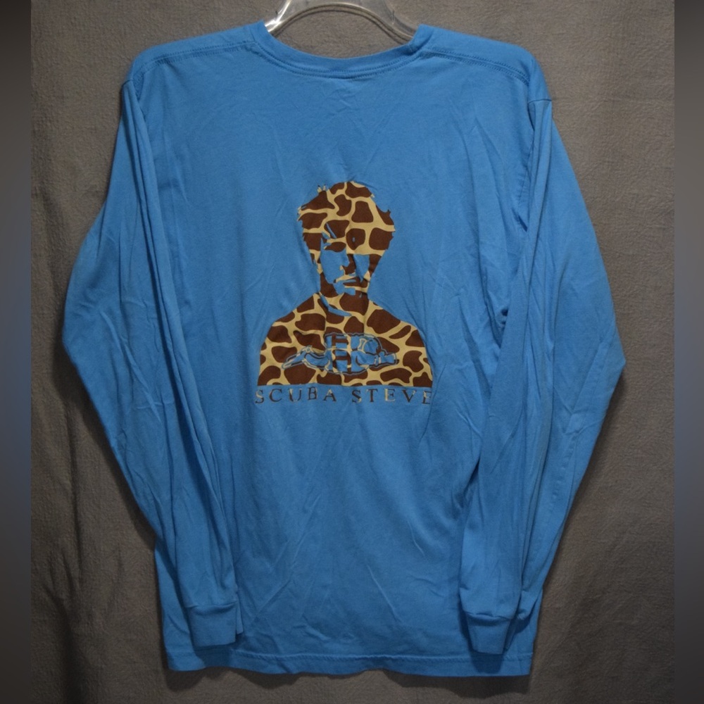 Blue Long Sleeve Tee with Graphic Design